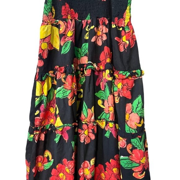 ModaPosa Women's Maxi Length Smocked Bodice Tropical Floral Tiered Dress Size M - Picture 4 of 12